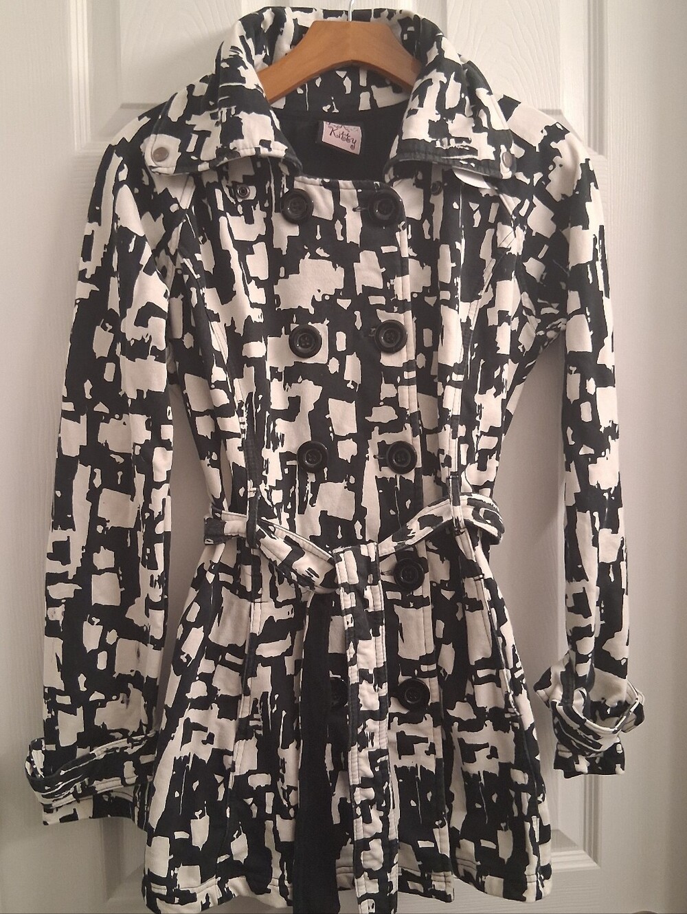 Vintage LA Kitty Black And White Patterned Jacket Juniors Large
